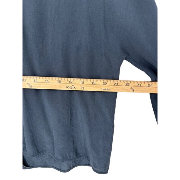 Meg Shop Boxy Silk Top Blue XS 3/4 Dolman Sleeve Split Back Luxury - Picture 8 of 10